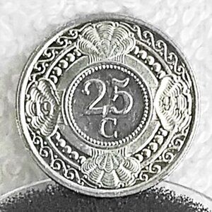 Circulated 1991 Netherlands 25 Cent Nedelandse Antillen Coin made of Nickel!!